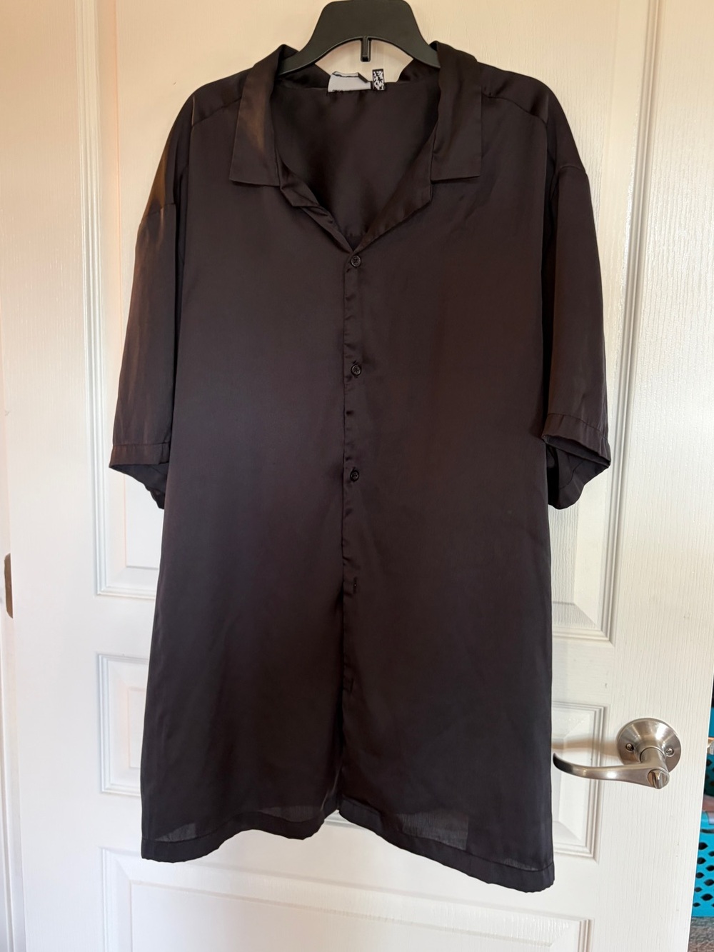 ASOS black button up satin shirt